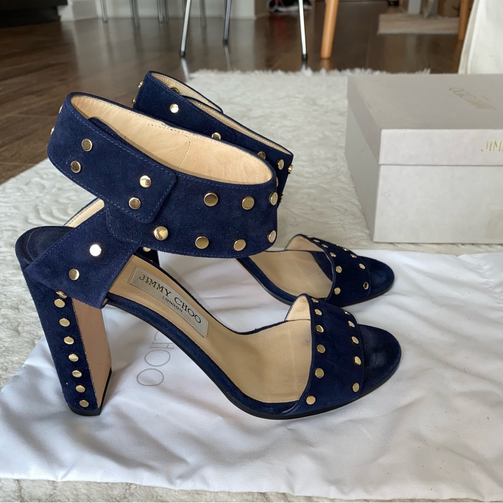 Jimmy Choo Veto 100 Navy Sandal - Picture 2 of 9